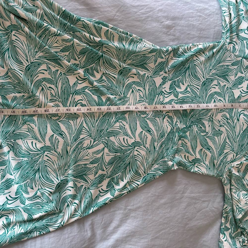 Guess Teal Leaf Print Long Sleeve Dress - Picture 10 of 11